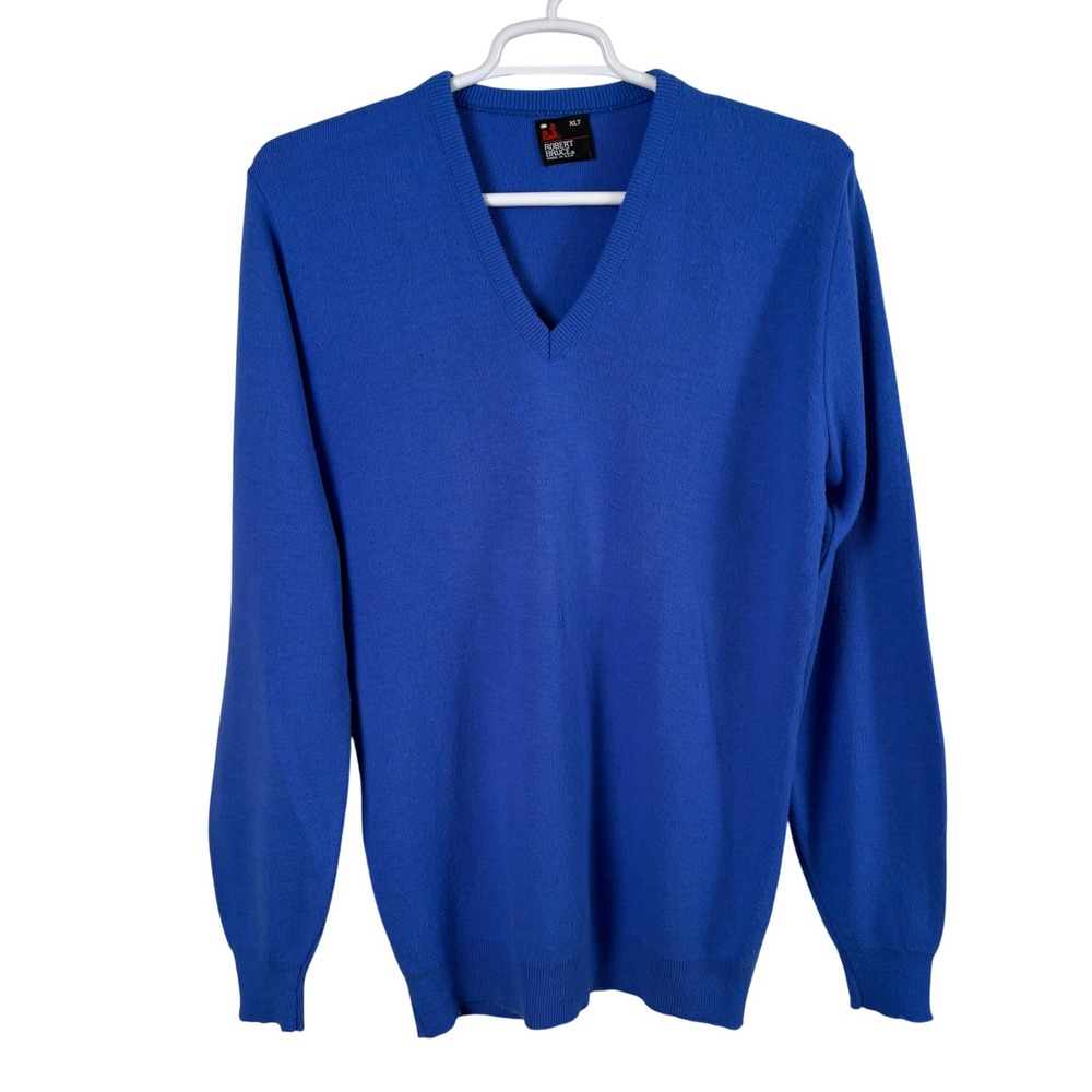 Vtg‎ Robert Bruce V-Neck Sweater Men's XLT Royal Blue Orlon Acrylic Union Made